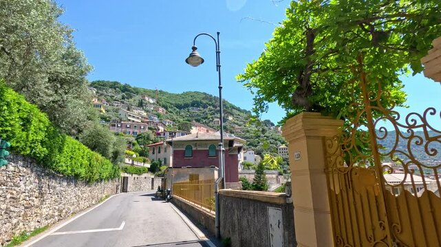 Scenic Drive Through Historic Coastal Village Architecture in Portofino Italy