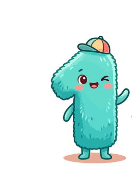 Cute Number One Cartoon Character bitmap