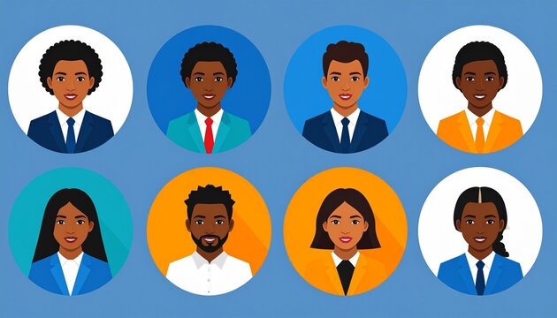Business Team Portrait Line Icons