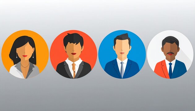 Business Team Portrait Line Icons