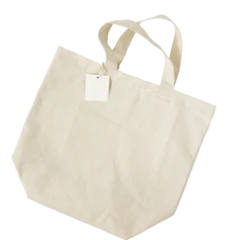 Cotton tote bag with empty label blank mockup png cutout object on transparent background. Space for text. Canvas eco shopper mock up.  © irenastar