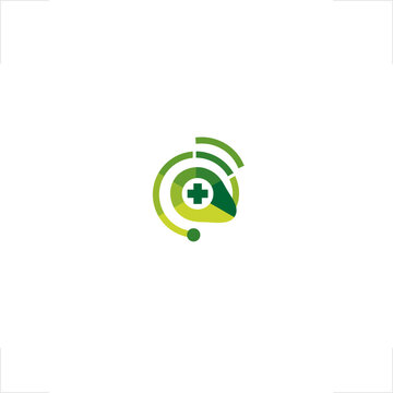 Medical telemedicine earpiece logo in flat circular style represents instant healthcare communication, perfectly designed for digital clinic support identity, emergency health helpline corporate 