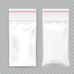 Naklejka premium White Plastic Ziplock Bag Mockup Vector illustration
