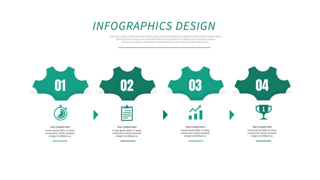 Modern Green Gear Process Infographic Template Collection for Business Presentation Design
