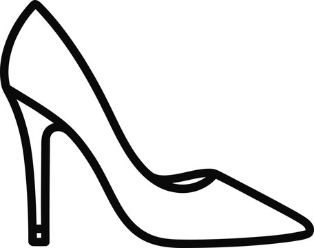 Elegant stiletto heel shoe outline, vector illustration, fashion icon