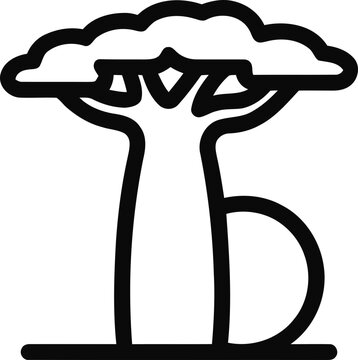 Minimalist Baobab Tree Icon Outline Vector Art