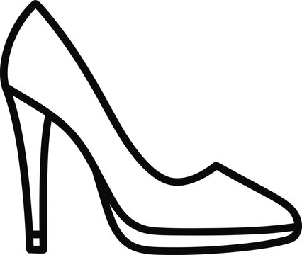 Elegant High Heel Shoe Icon, Classic Footwear Outline, Fashion Symbol