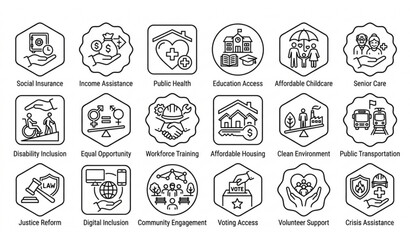 Fototapeta premium Australian Travel, Wildlife, and Cultural Line Icon Collection