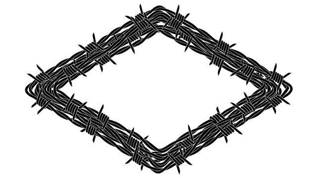 A black diamond shaped barbed wire frame.