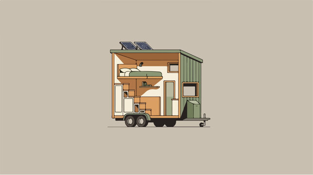 Tiny house interior with furniture.