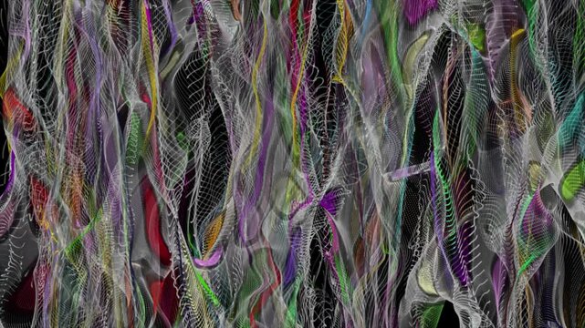 Fantastic video animation with particle wave object in slow motion, 4096x2304 loop 4K