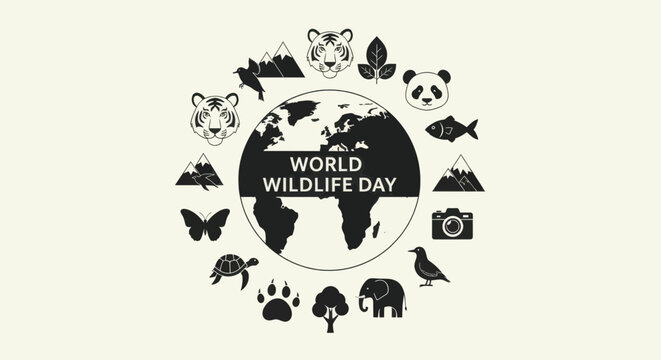 World wildlife day concept with animal icons