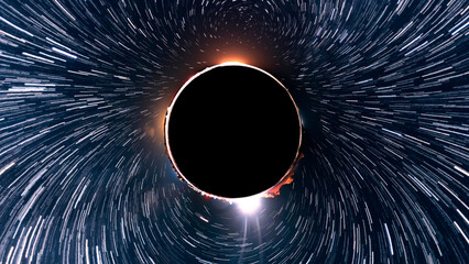 Star Trails of The Vortex VR 360 Tiny Planet Effect Universe Astrophotography Night Sky
