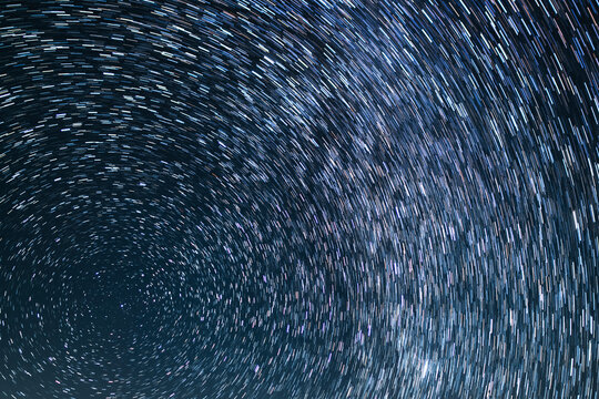 Star Trails of Panorama in North Sky Astrophotography in California USA