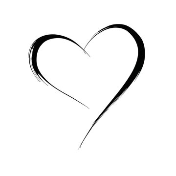 Elegant black brushstroke heart design on white background