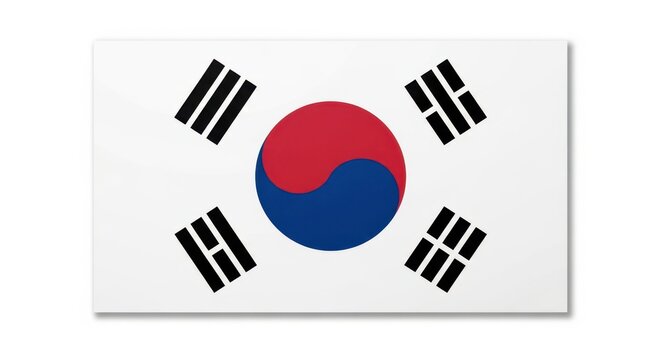 South korea flag with yin-yang symbol and trigrams design