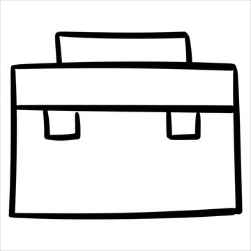Briefcase doodle style, perfect for business, education, and travel designs.