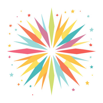 Flat design firework burst with colorful sparks