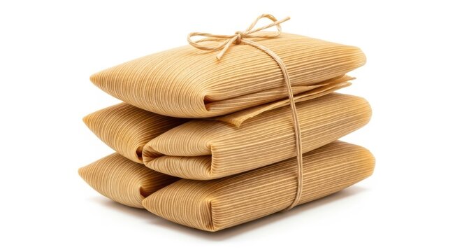 Stack of brown kraft paper packages tied with twine