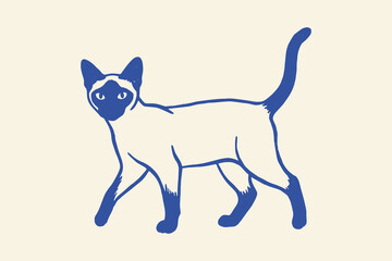 Siamese cat walking Vector, illustration © Jrdesign0