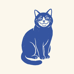 Smiling blue cat sitting Vector, illustration © Jrdesign0