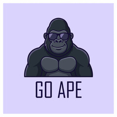 Cartoon Gorilla Wearing Sunglasses Portrait. © hisam