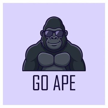 Cartoon Gorilla Wearing Sunglasses Portrait.