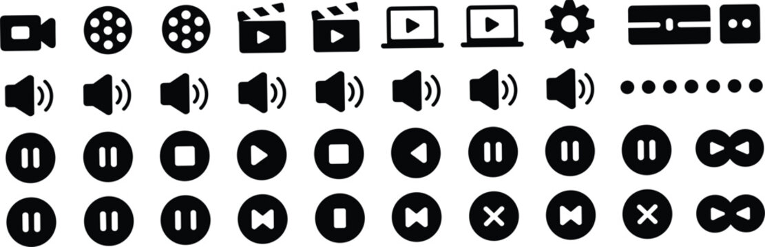 Media Control and Interface Icons Collection Set