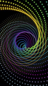 Fantastic vertical video animation with particle stripe object in slow motion, 2304x4096 loop 4K