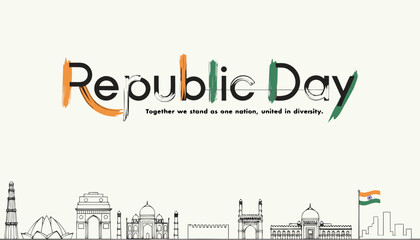 Naklejka premium Republic Day India, Indian Independence, City Skyline, National Celebration Vector