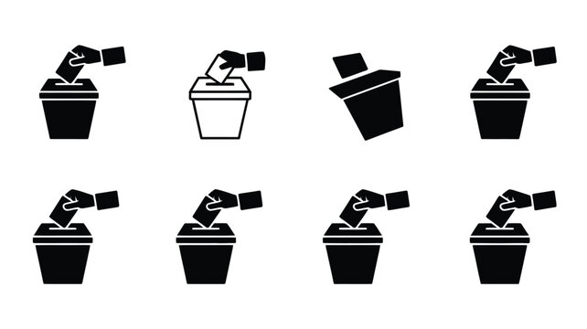 Hand dropping ballot into voting box, symbol for casting vote in elections and democratic process.