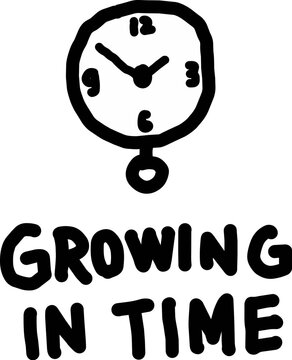Clock Doodle Growth Quote Hand Drawn Calligraphy Vector Illustration