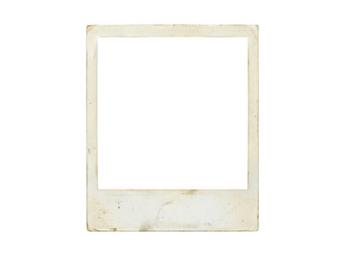 Old vintage polaroid photo frame with worn texture isolated on white background