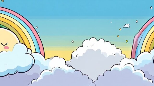 Cute Sun Behind Clouds Rainbow.