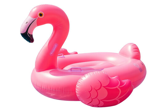Pink flamingo floatie on white background isolated on transparent background