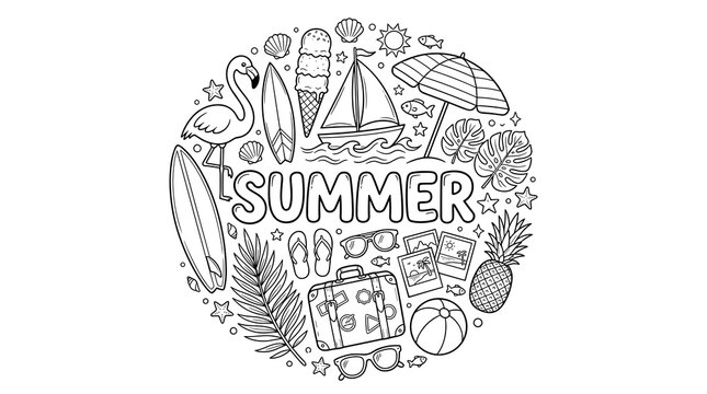 Summer Vacation Icon Illustration Design.