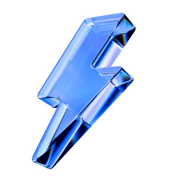 Blue Glass 3D Lightning Bolt Icon