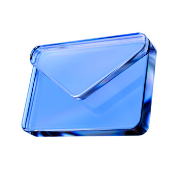 Blue Glass 3D Envelope Mail Icon