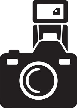 Professional DSLR Camera Body With External Flash Hot Shoe Attachment Silhouette Icon