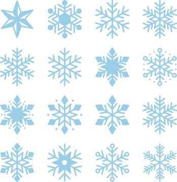 Winter snowflake crystal patterns set for Christmas design vector