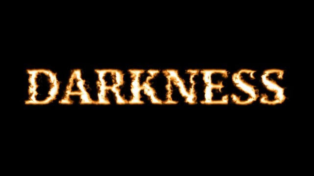A dramatic golden text effect spelling DARKNESS with dark gothic styling on a black background for horror and sinister themes
