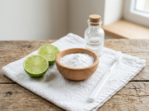 Baking Soda and Lime for Natural Toothpaste Preparation