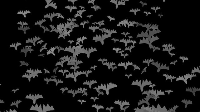 Bats Flying Up Silhouette Swarm Halloween Seamless Loop - Transparent Background Alpha Channel