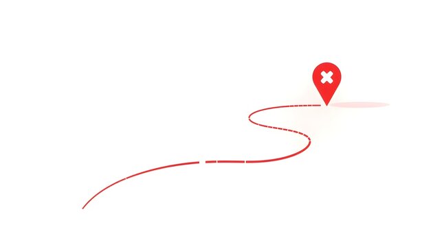 Modern Red Dashed Route Path With Destination Cross Symbol for Navigation Strategy and Planning Concept