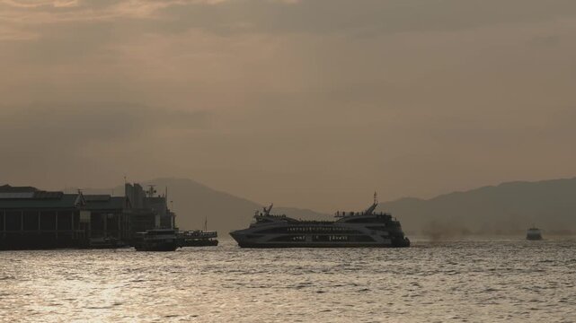 Big ferry arrives to Hong Kong port