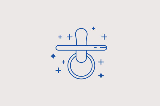 Silicone baby pacifier dummy teether line icon for newborn boutique, infant care blog, pediatric clinic app. Gentle vector illustration for comforting toddlers.