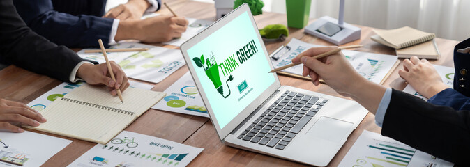Obraz premium Green business transformation for brisk corporate business to thank green marketing strategy