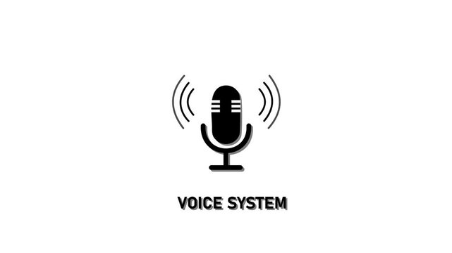 Minimalist voice system animation with pulsing microphone for tech and communication interface motion