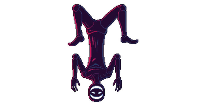 Surreal Figure Upside Down with Shadow Reflection.