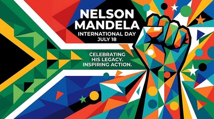 Nelson mandela international day geometric abstract art design with geometric